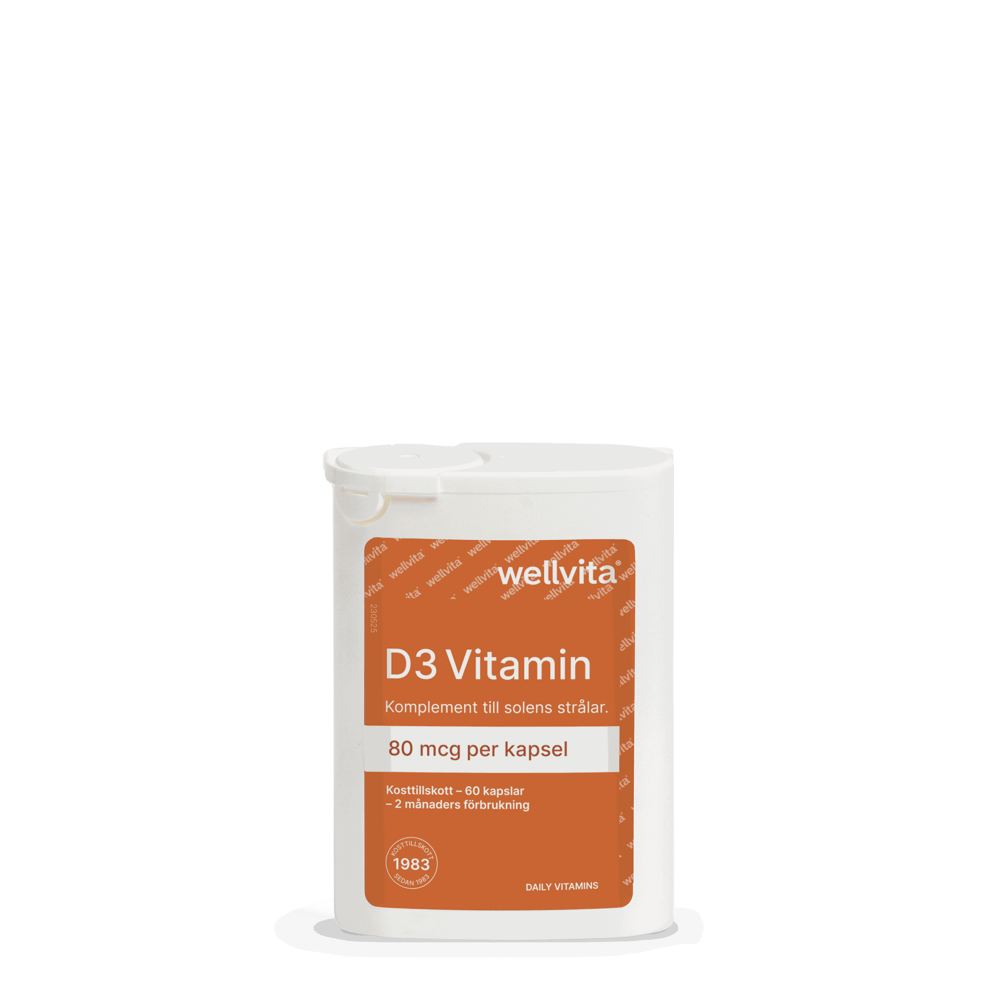 Wellvita D3 Vitamin kosttillskott med 80 mcg per kapsel för benstomme och immunförsvar