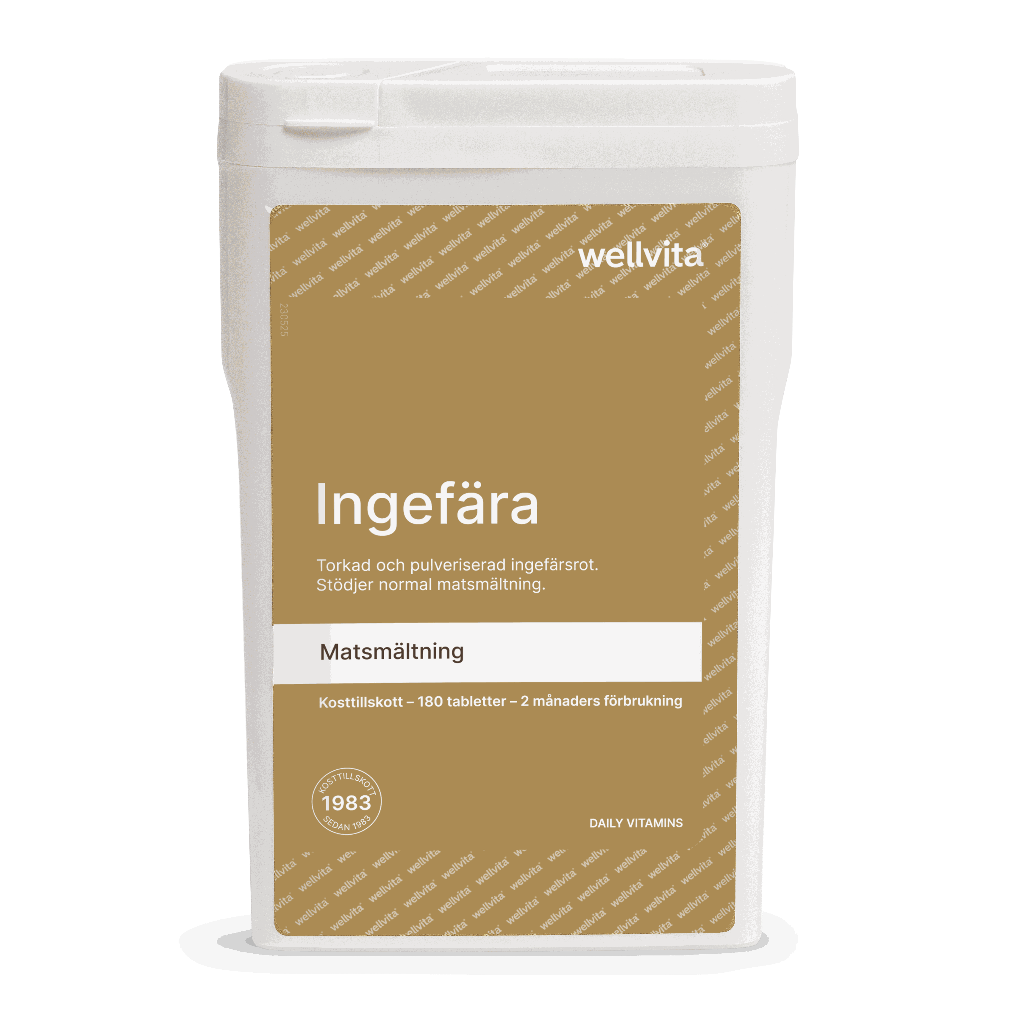 Ingefära kosttillskott med torkad och pulveriserad ingefärsrot som stödjer matsmältning och ledhälsa