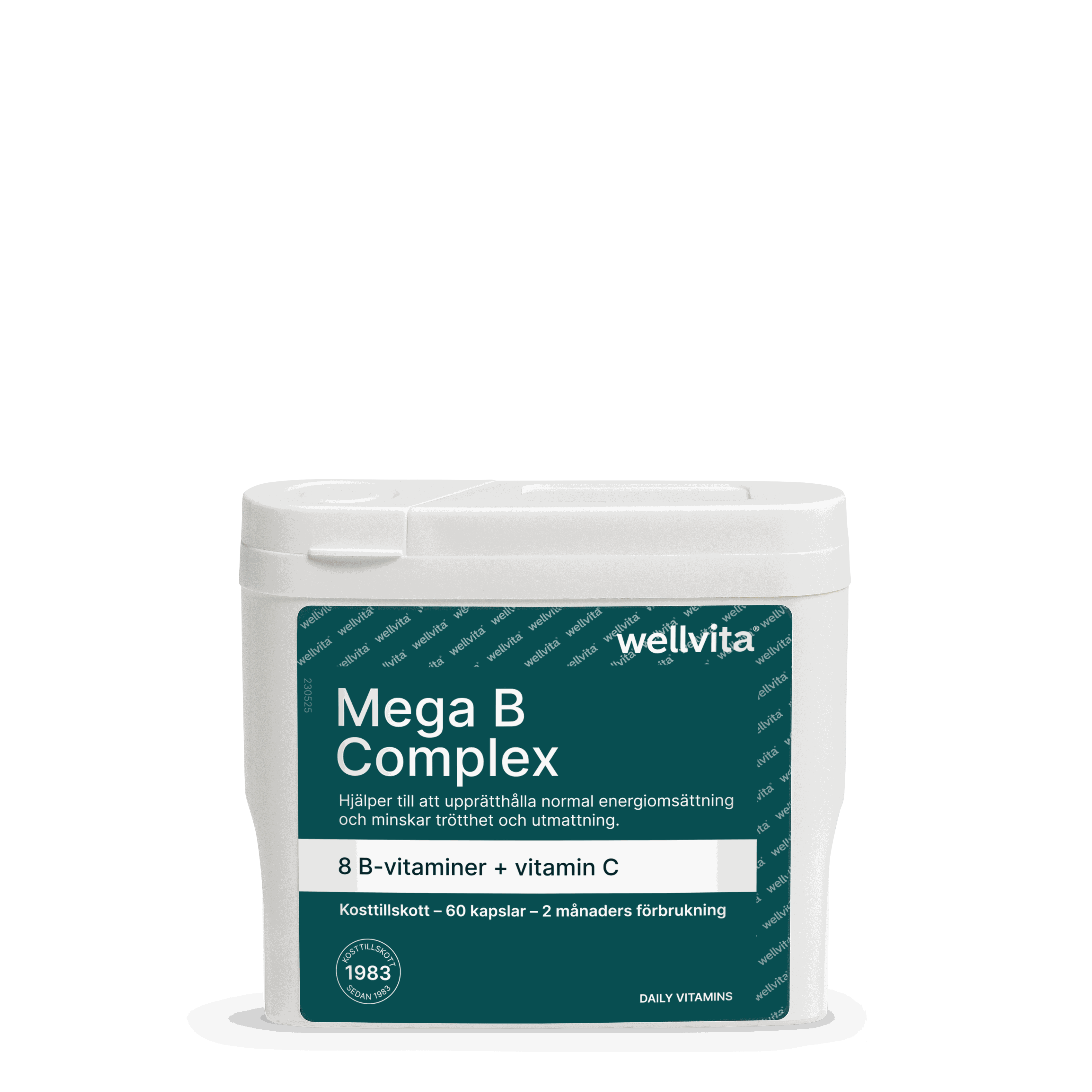 Mega B Complex kosttillskott med 8 B-vitaminer och vitamin C för energi, nervsystem och immunförsvar
