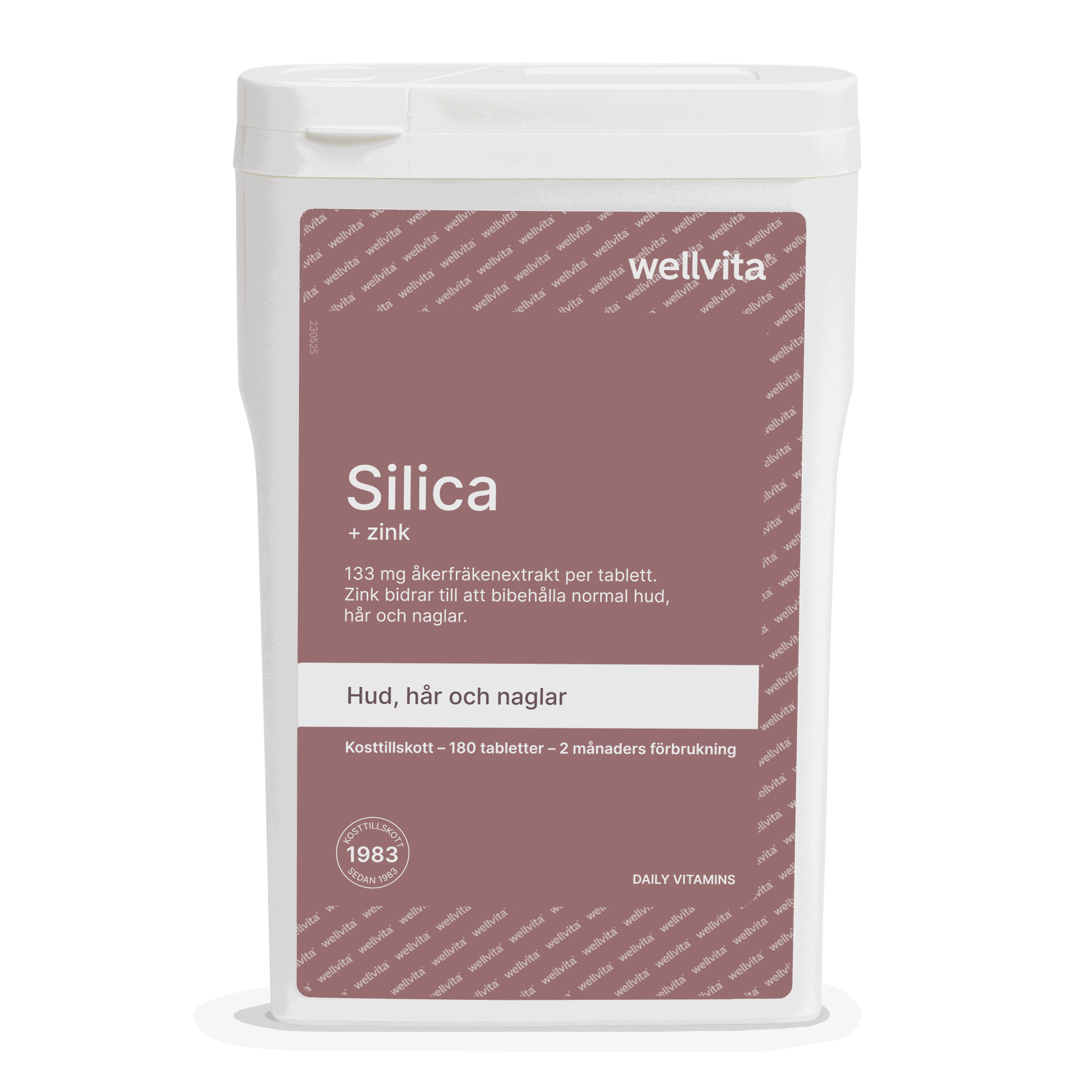 Wellvita Silica + zink kosttillskott för hud, hår och naglar med åkerfräken och zink.