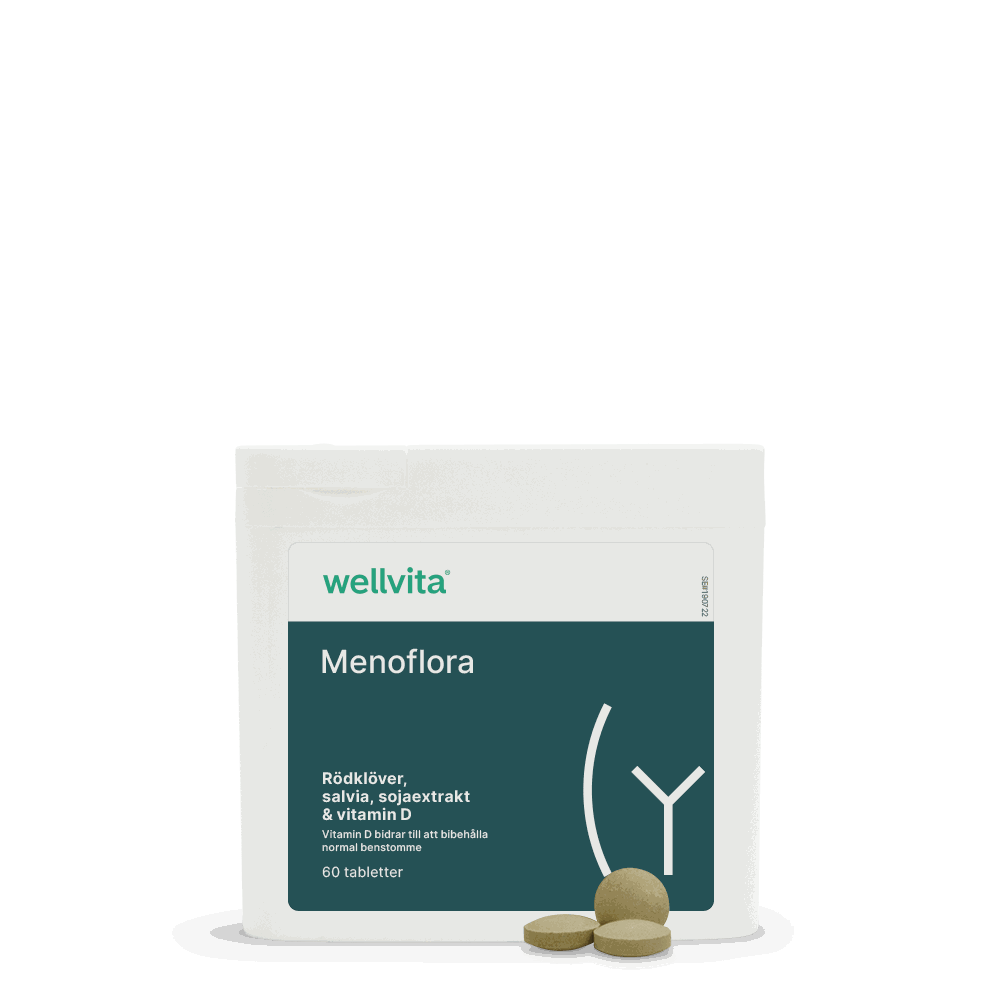 Menoflora kosttillskott med rödklöver, salvia och vitamin B6, 60 tabletter.
