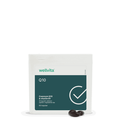 Wellvita Coenzym Q10, kosttillskott, 60 kapslar i förpackning.